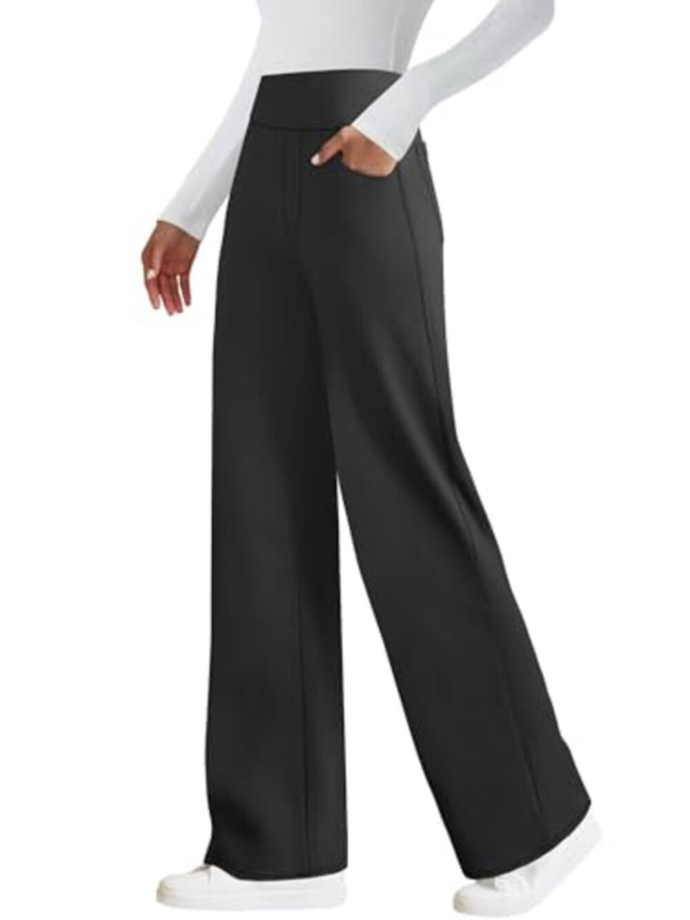 Wide Leg High Waisted Yoga Pants with 4 Pockets Stretchy